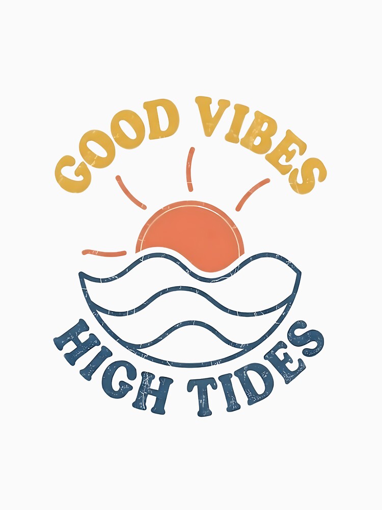 Good Vibes High Tides Retro Beach Wave Classic T-Shirt | Vintage 70s Sunset Coastal Ocean Aesthetic Gift by ASN STUDIO