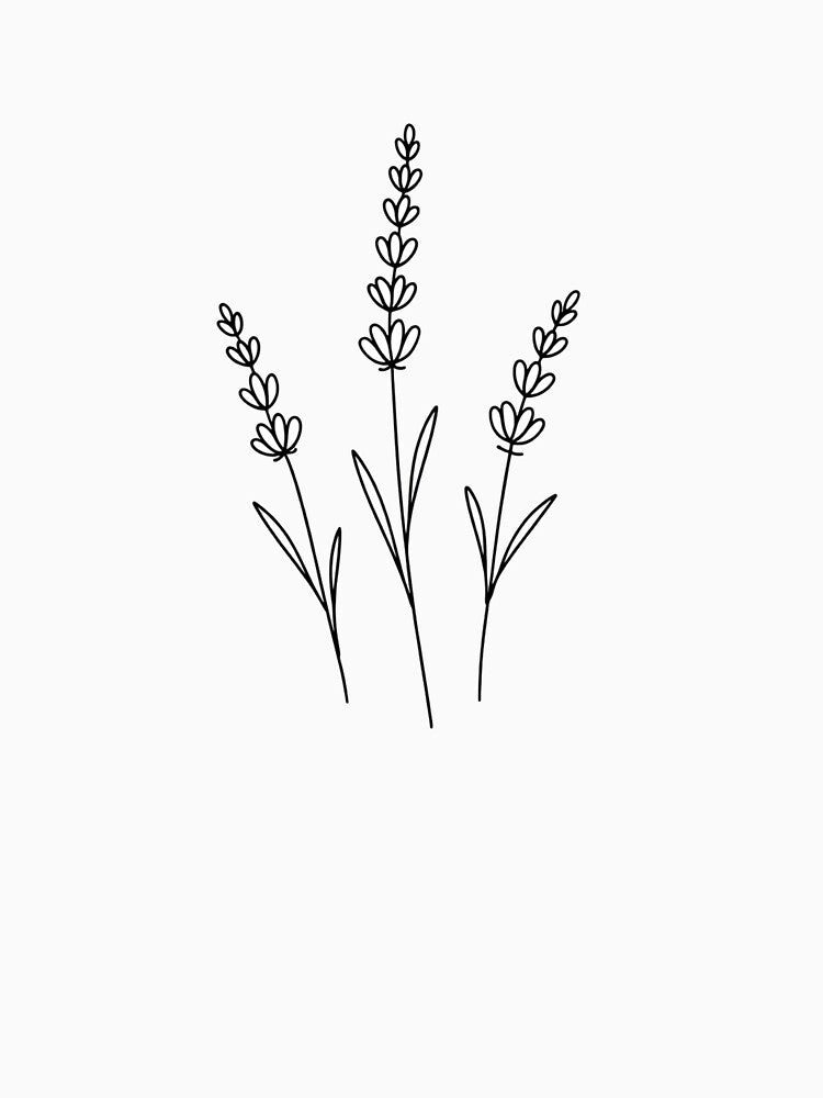 Simple Lavender Botanical Line Art by Owcomm