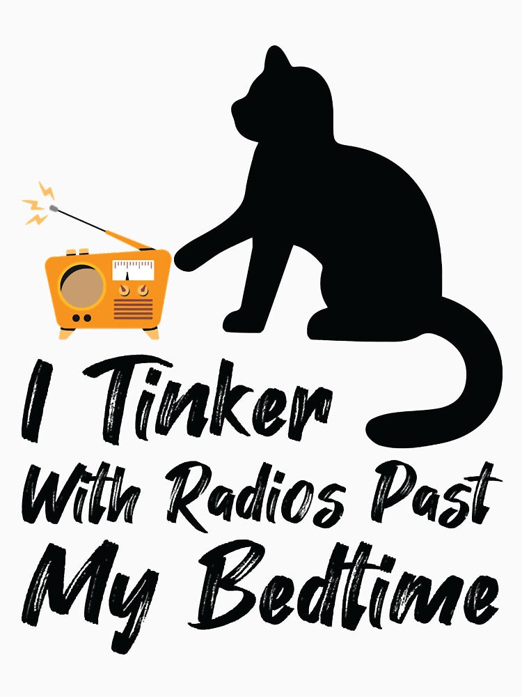 I Tinker With Radios Past My Bedtime, Vintage Radio, Cat Day by beardenkhadijah