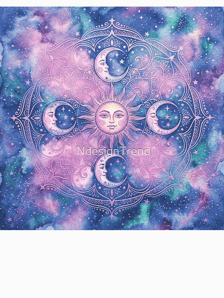 Celestial Sun & Moon Mandala Galaxy Nebula by NdesignTrend