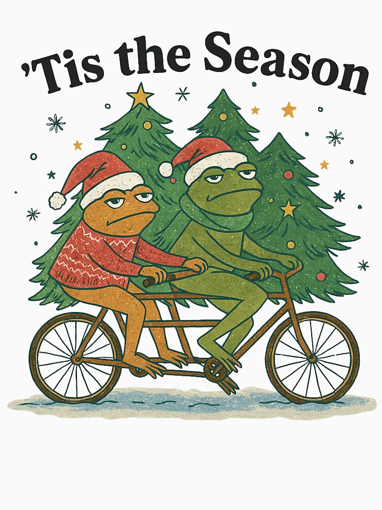 Funny Grumpy Frogs Christmas 'Tis the Season Tandem Bike Retro by haitrieuic96