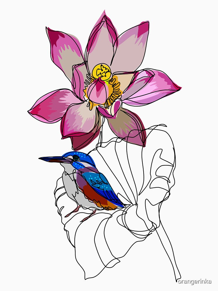 Kingfisher on lotus by orangerinka