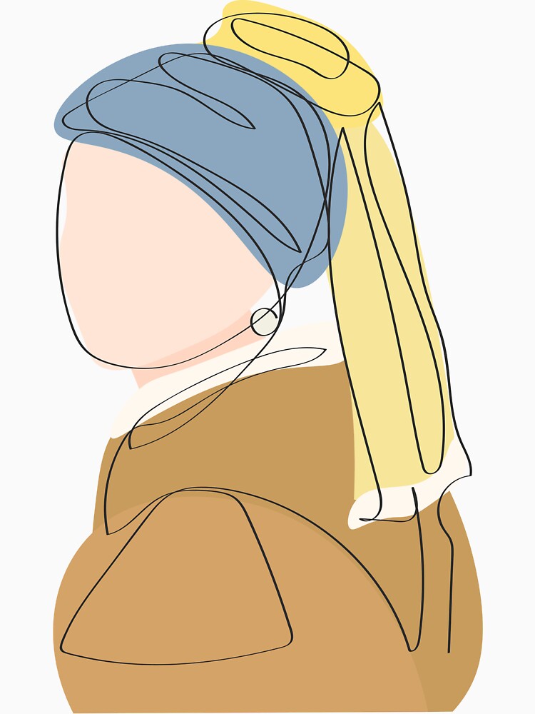 Girl with a pearl earring. Painting in the style of one-line minimalism by Tanysha54