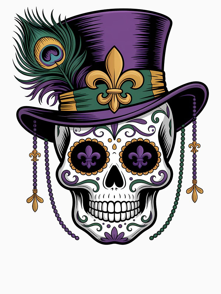 Mardi Gras Festival Skull Fleur de Lis Sugar Skull Design by BernoNickel