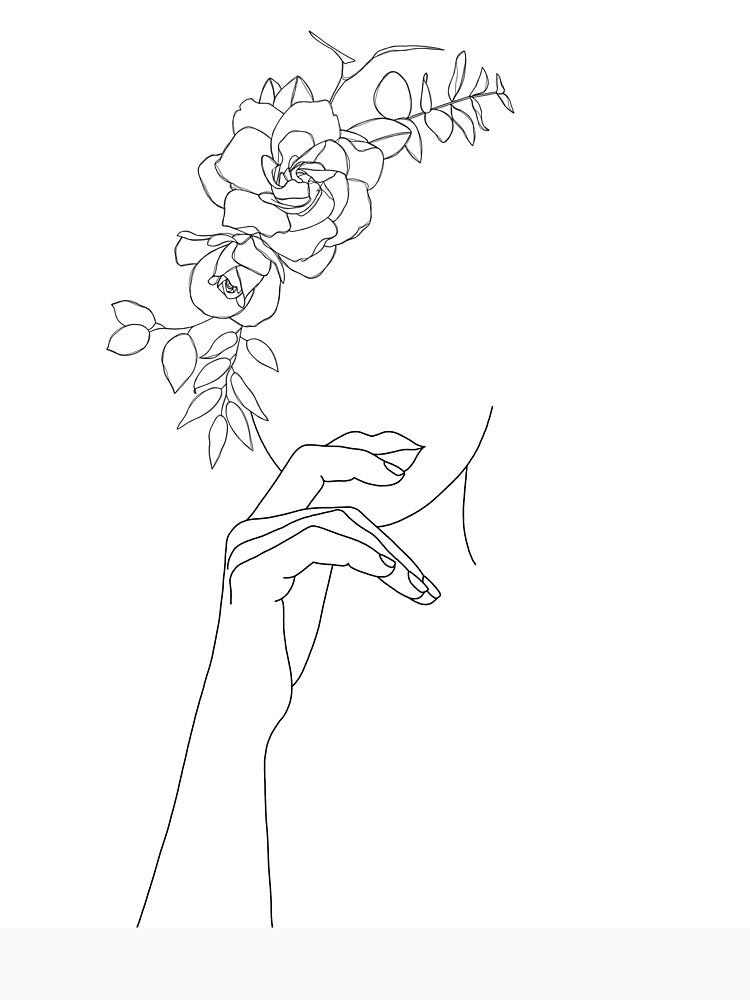 Minimalist figure with botanical illustration - Grace Floral by TheColourStudy