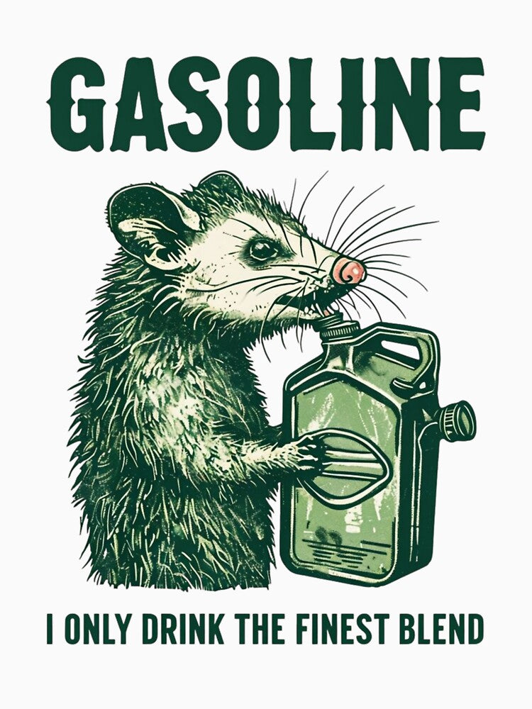 Vintage Woodcut Possum — Funny Gasoline Can Opossum Illustration by Colorful-Garden