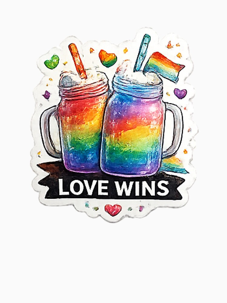 Love Wins Rainbow Mason Jar Pride by Pixanova