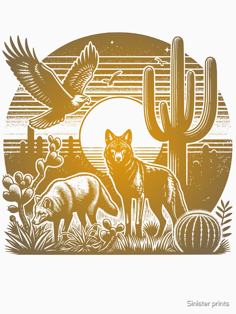 Vintage Western Desert Sunset – Cowboy Aesthetic Design by Sinister prints
