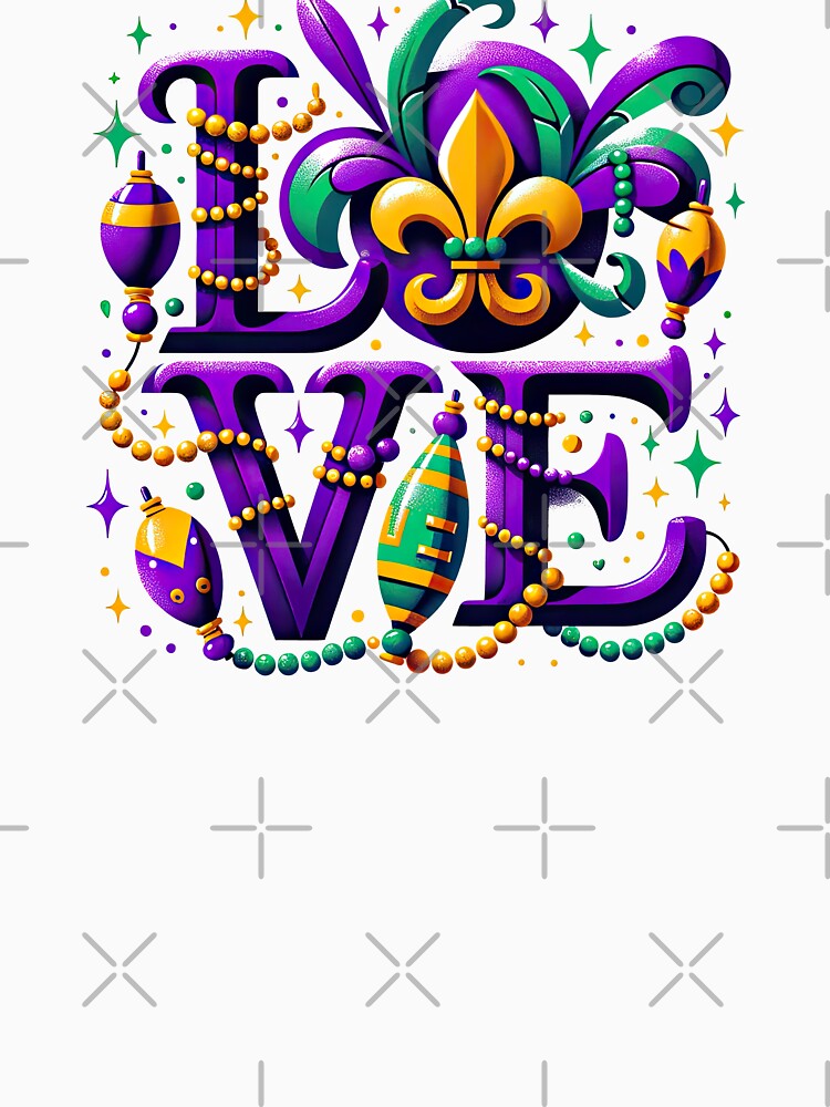 Mardi Gras Love: Festive Mask and Beads Typography by MAPDDesigns