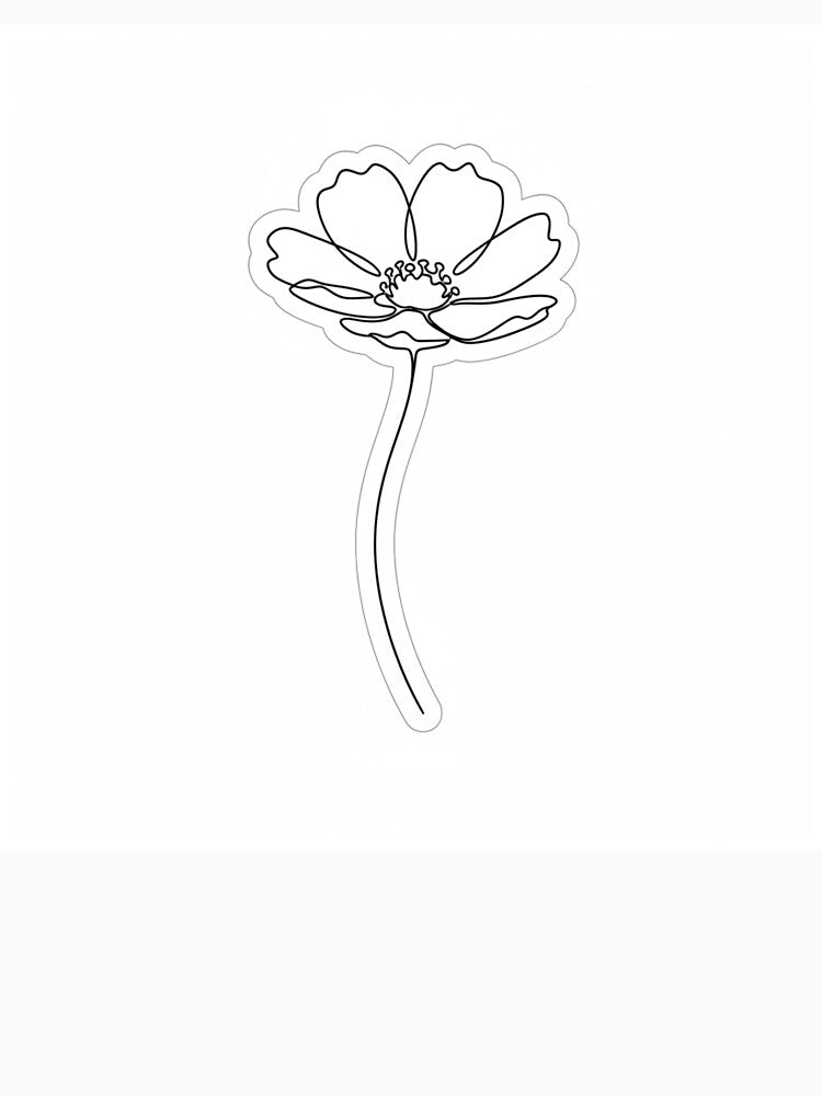 Minimalist Single Line Cosmos Flower Sticker by Zenx36