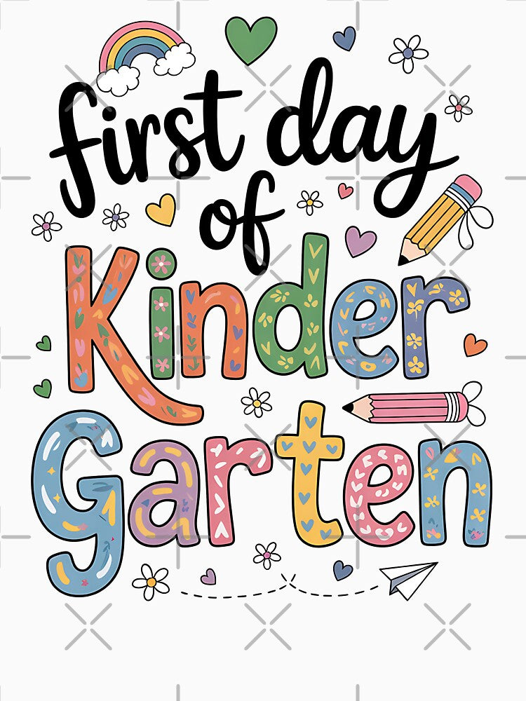 Back to School First Day of Kindergarten Girls Teachers by BakeryDozen