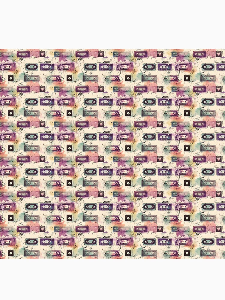 Retro Watercolor Tape Cassette Pattern | Nostalgic Money Art by Retro-ArtDeco