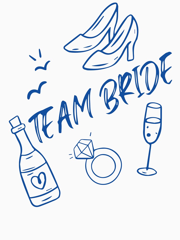 Team Bride Doodle Art Bachelorette Party High Heels & Champagne by BrownHorse90s