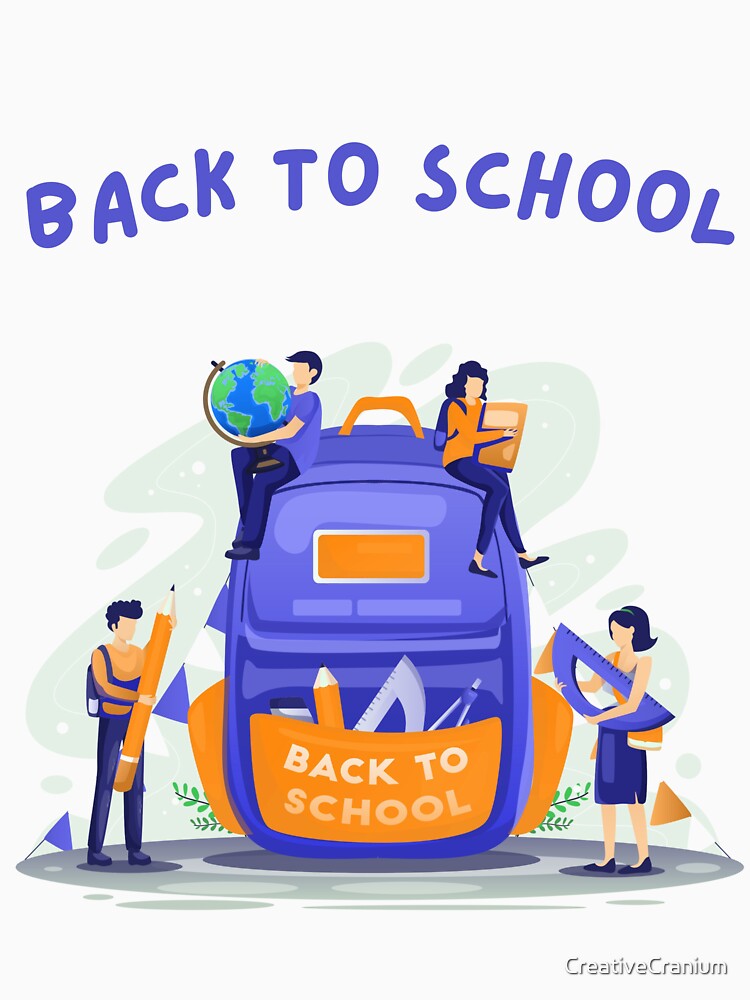 Adorable Back To School Design Featuring Backpack, Classmates, & Teacher by CreativeCranium