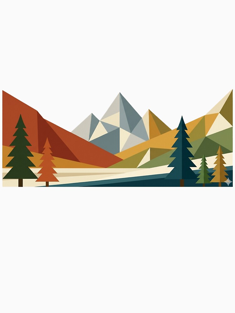 Geometric Mountain Pine Tree Nature Landscape by Reshmakhan