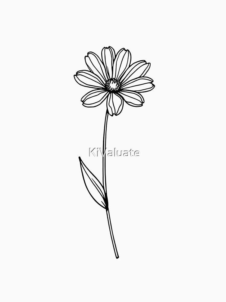 Delicate Daisy Line Art Flower Sticker by KiValuate