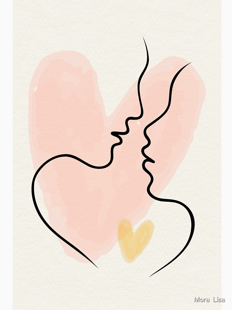 Minimalist Lovers Face Line Art - Boho Couple Connection Hearts Poster by Mora  Lisa