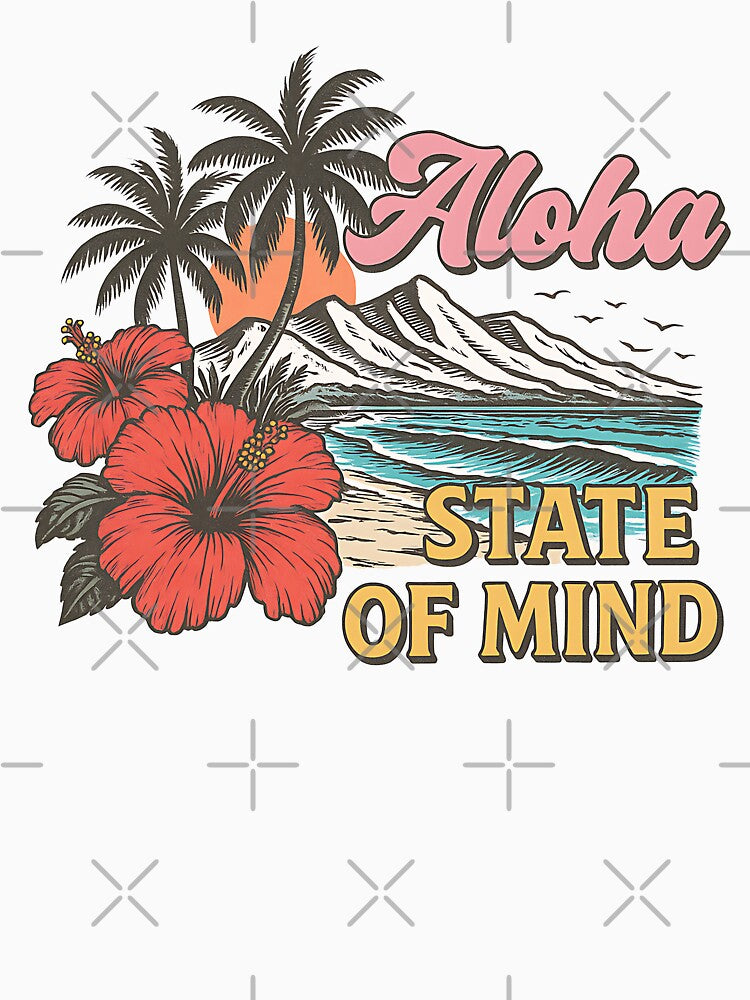 Tropical beach sunset aesthetic design sticker - Aloha State of Mind by KymeraStudio25