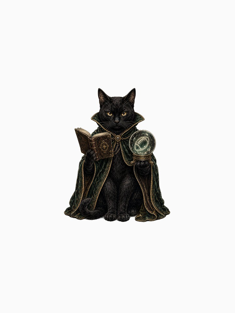 The Cursed Tome - Dark Academia Black Cat Football Fan T-Shirt by FightStamp