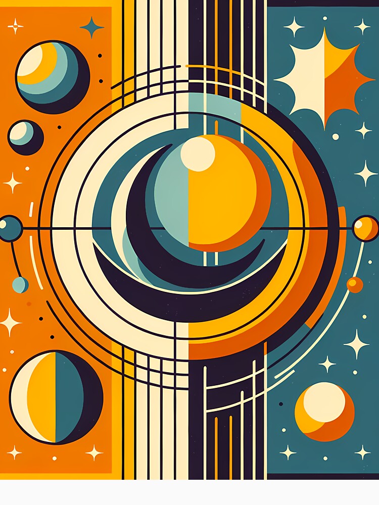 Geometric Sun and Moon Orbit Illustration by InkSmithery