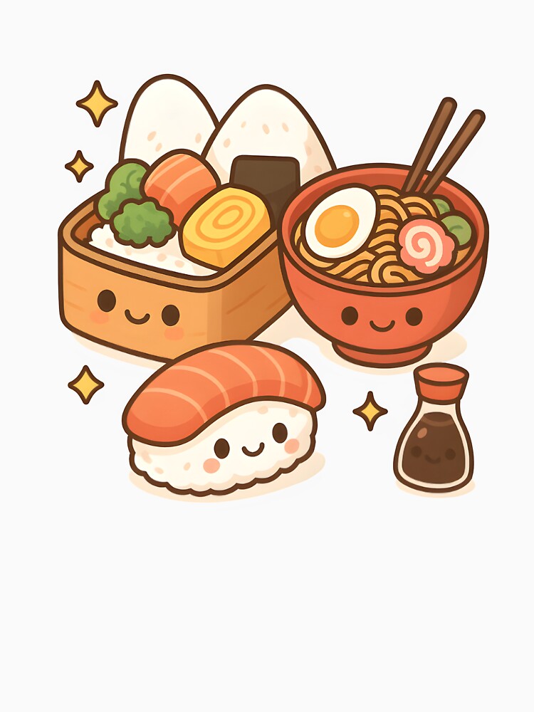 Kawaii Japanese Food | Cute Sushi, Ramen & Bento Box Anime Design by OsasChild