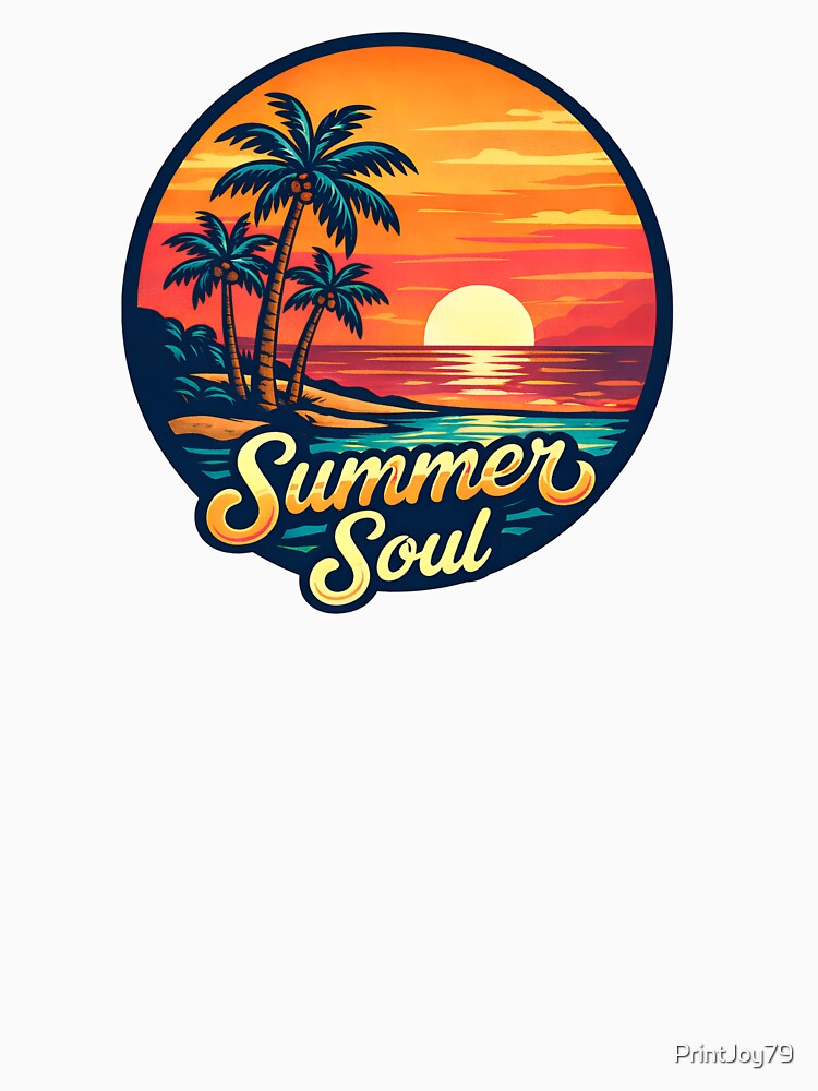 Summer Soul Retro Sunset Beach Design by PrintandJoy