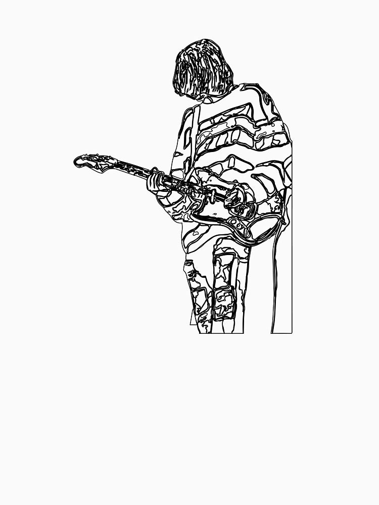 90s Grunge Guitarist Line Art Illustration by Hilmanku