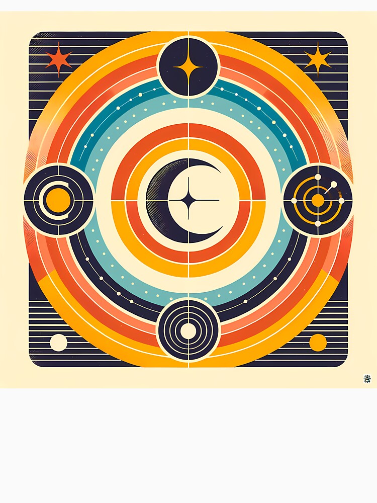 Geometric Moon and Starburst Circles by InkSmithery
