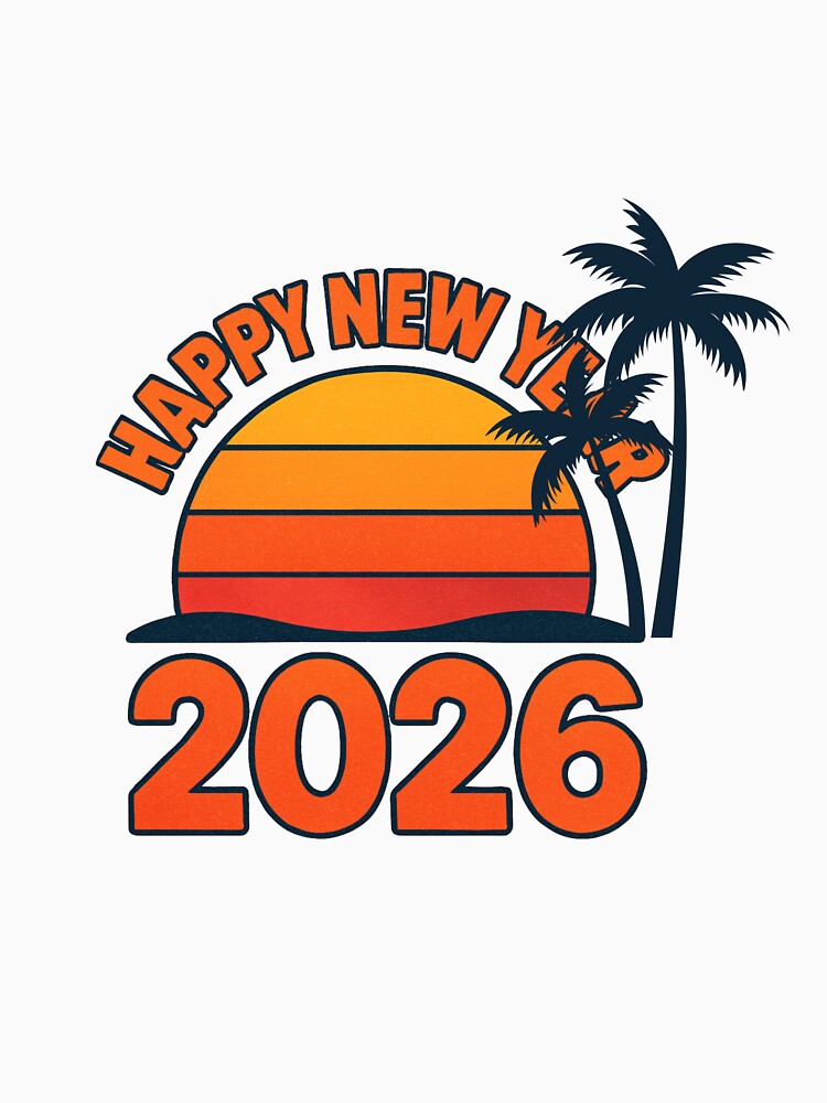 Happy New Year 2026 – Sunset Beach Tropical Palm Tree Design | Holiday Summer Vibes Graphic by A1MarketDesigne