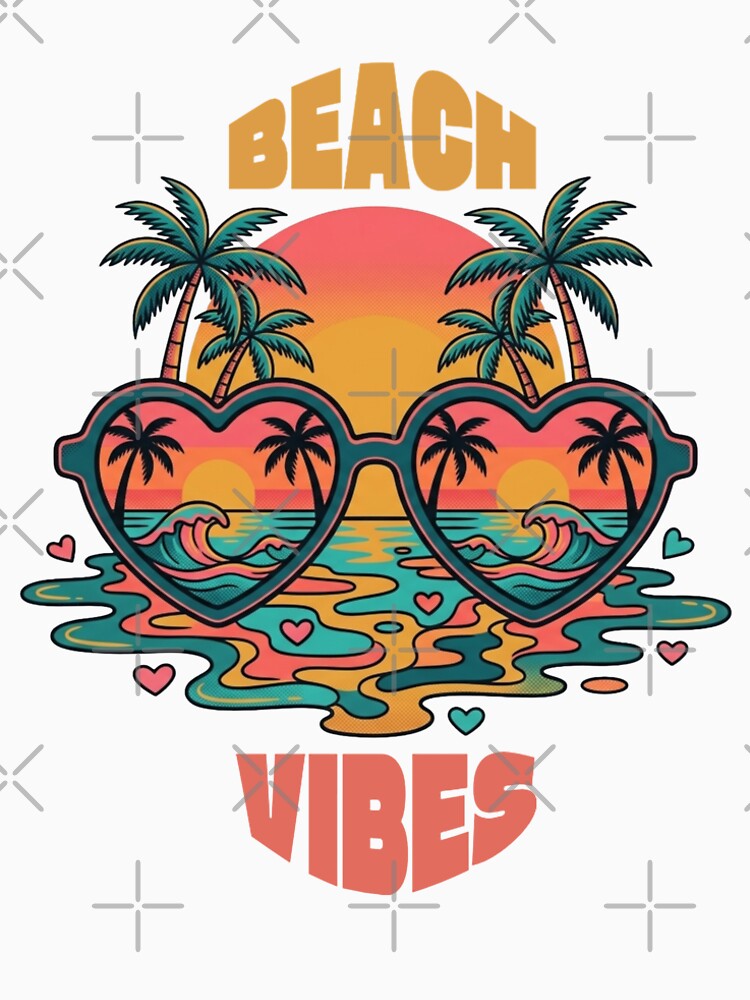 Beach Vibes Retro Heart Sunglasses Sunset - Tropical Vibe by Bloom And Breathe