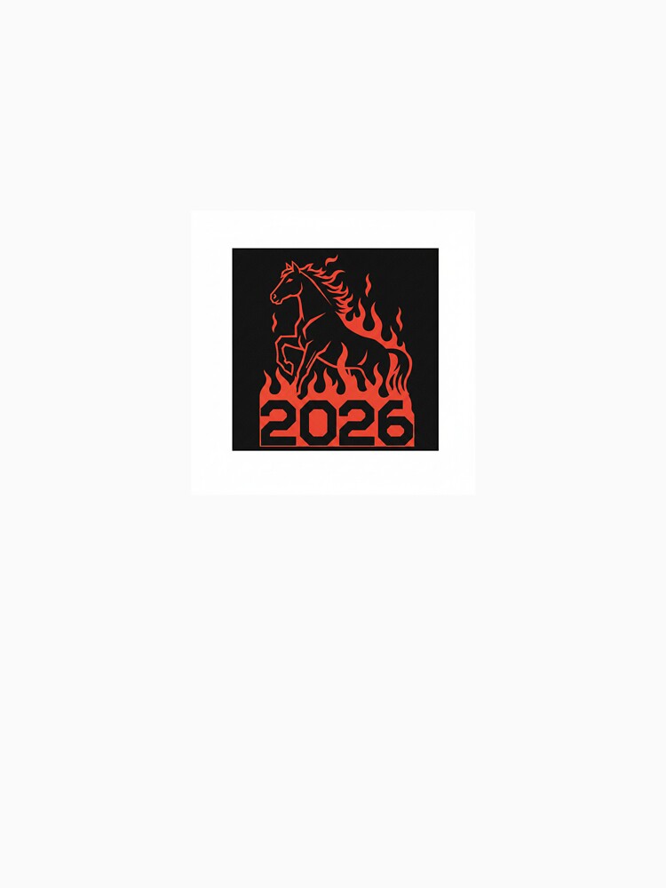 Year of the Fire Horse 2026 Brutalist Linocut Design by ColorSplashLab
