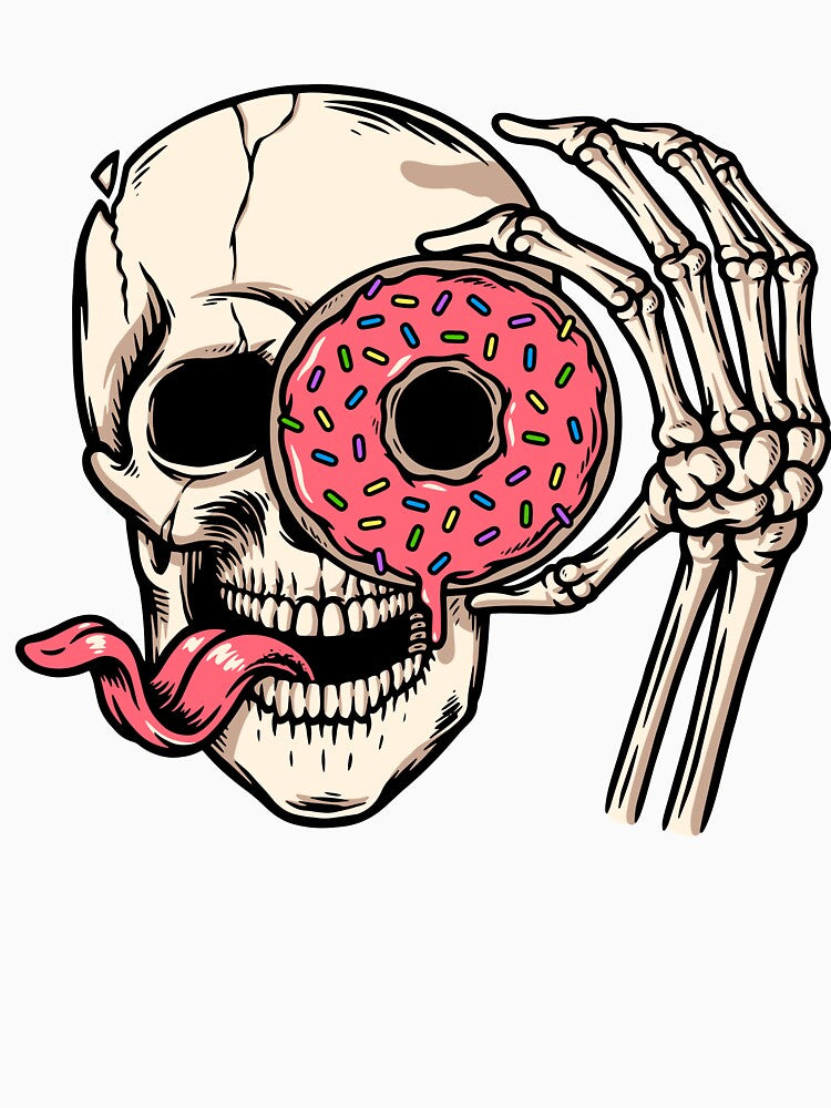 Skeleton Donut Eye Funny Skull Illustration, Creepy Cute Halloween Design by GuizJese