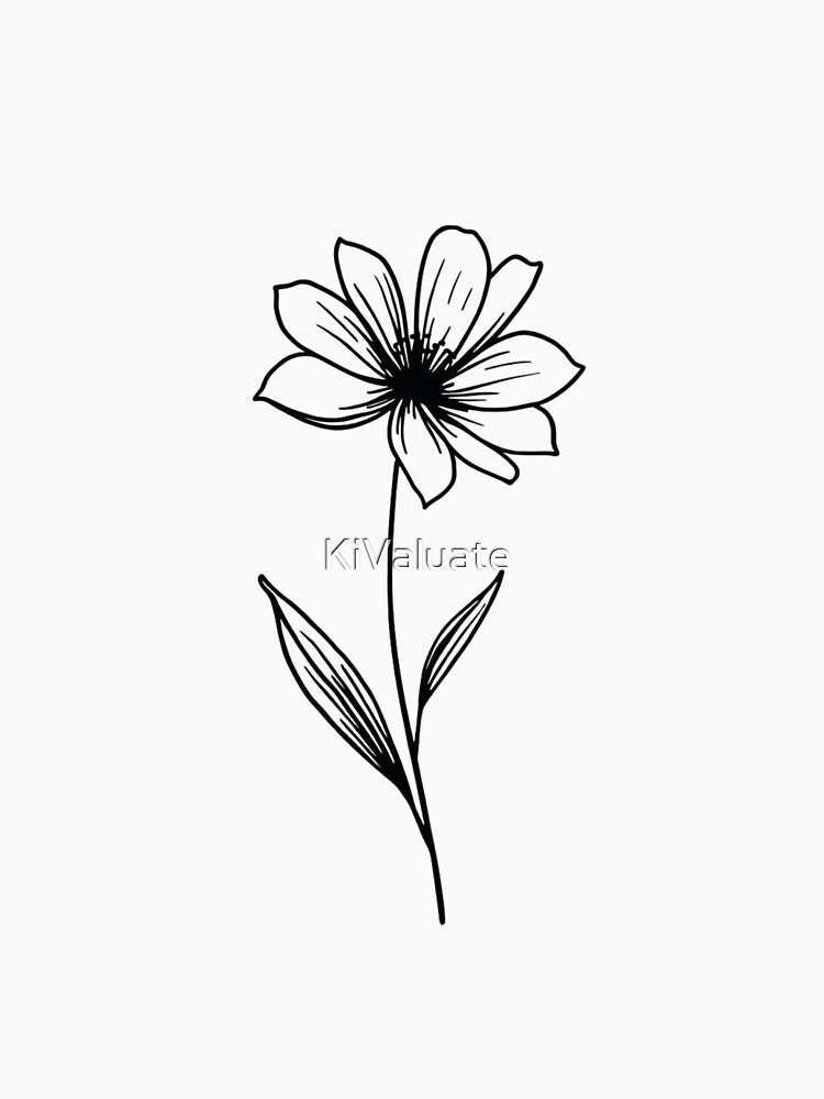 Minimalist Single Flower Line Art Botanical Sticker by KiValuate