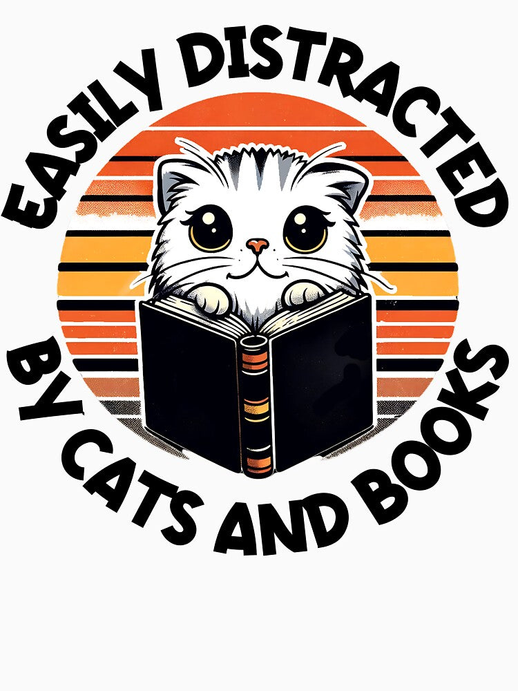 Cute Reading Cat Shirt | Book Lover Kitty Tee | Retro Cat Reader Design by UmazDesigns