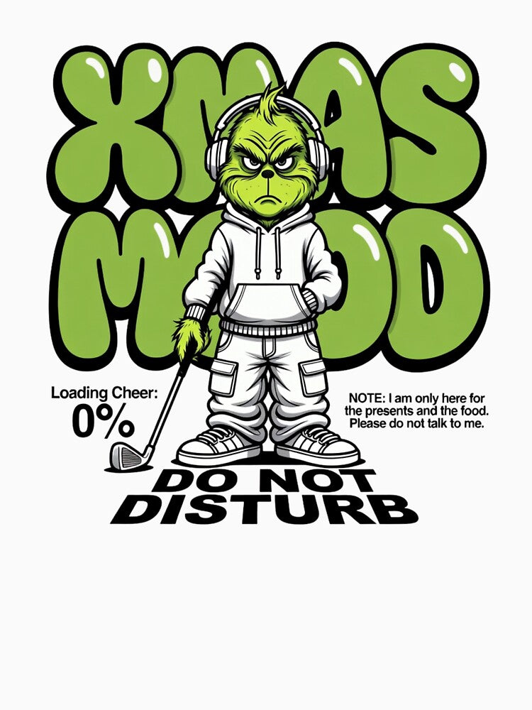 Christmas Golf Mood Illustration – Festive Grumpy Character Streetwear Design by infocart