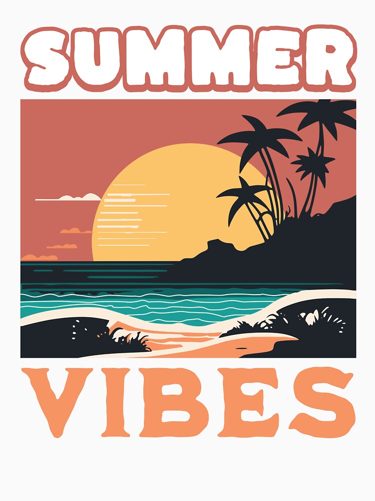 Retro Sunset Summer Vibes Palm Trees Beach by Vision Crafted