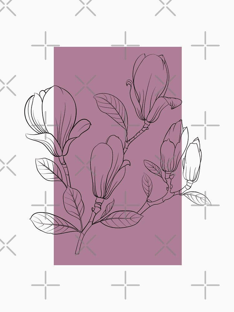 Magnolia Flowers Botanical Drawing Line Art by dk-design85