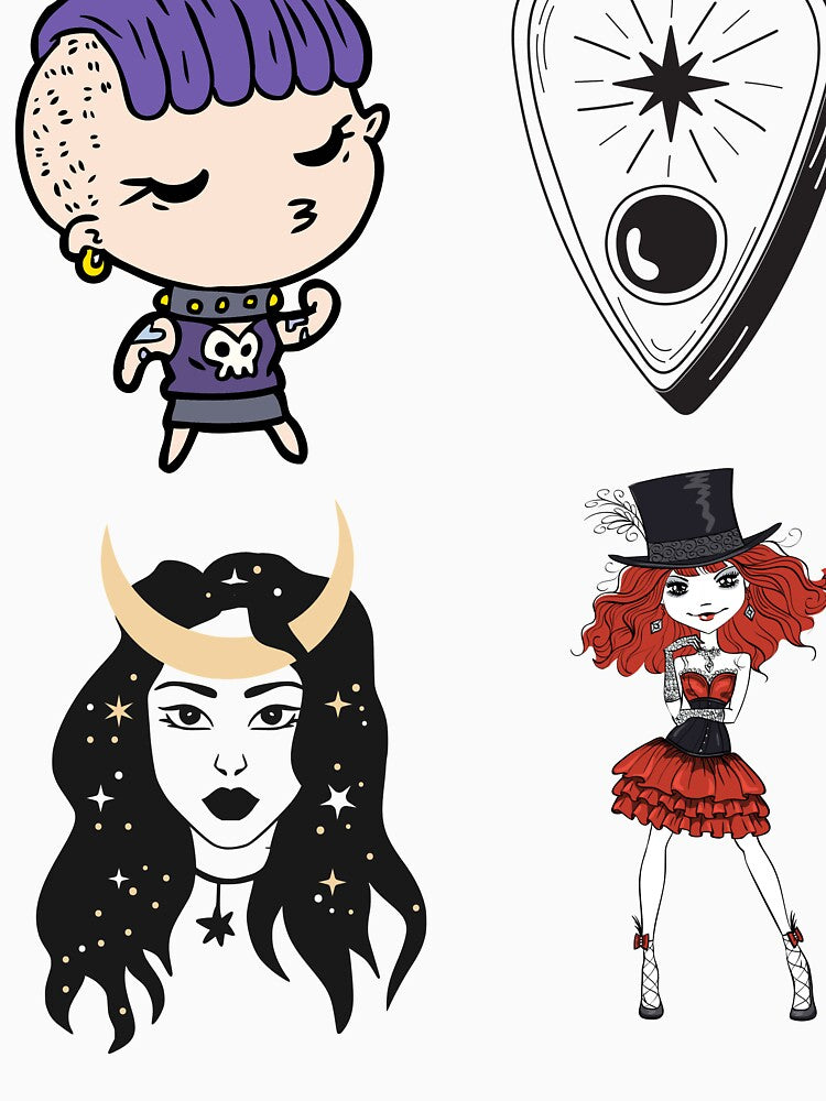 Cute, Dark Chibi Stickers l Perfect For Your Goth, Wiccan, Alternative Friends by LemonDemonzzz