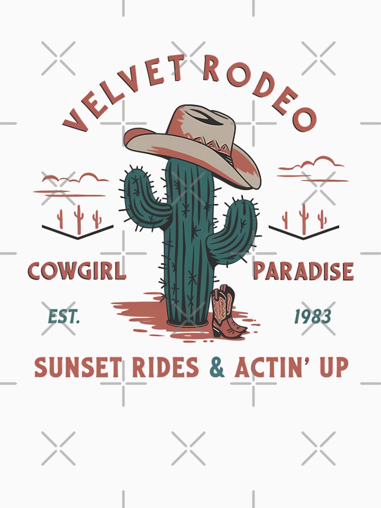 Velvet Rodeo - Retro Western Cactus & Cowgirl Design by Charlietule