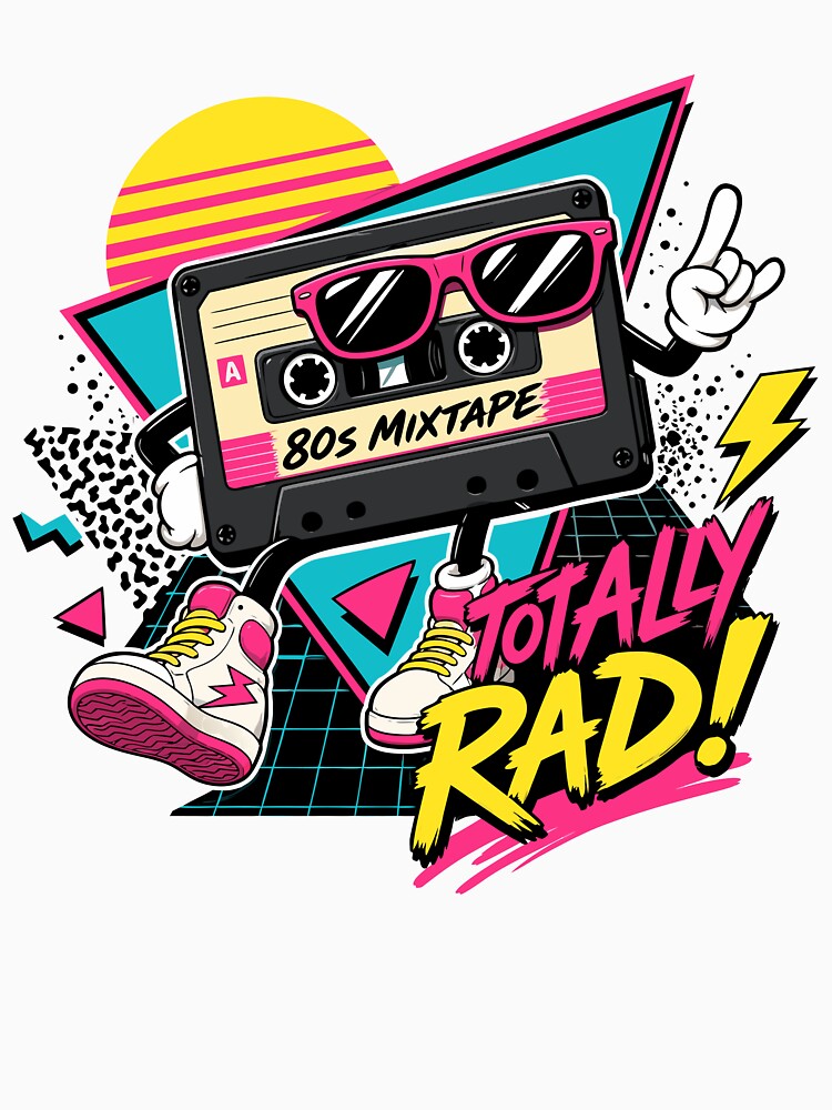 Totally Rad 80s Mixtape Retro Cassette by RosieKingArt