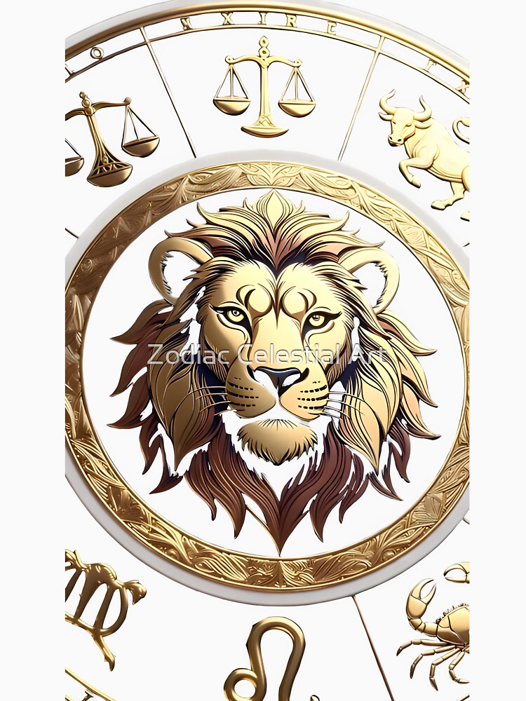 Leo Golden Lion Zodiac Medallion by Zodiac Celestial Art