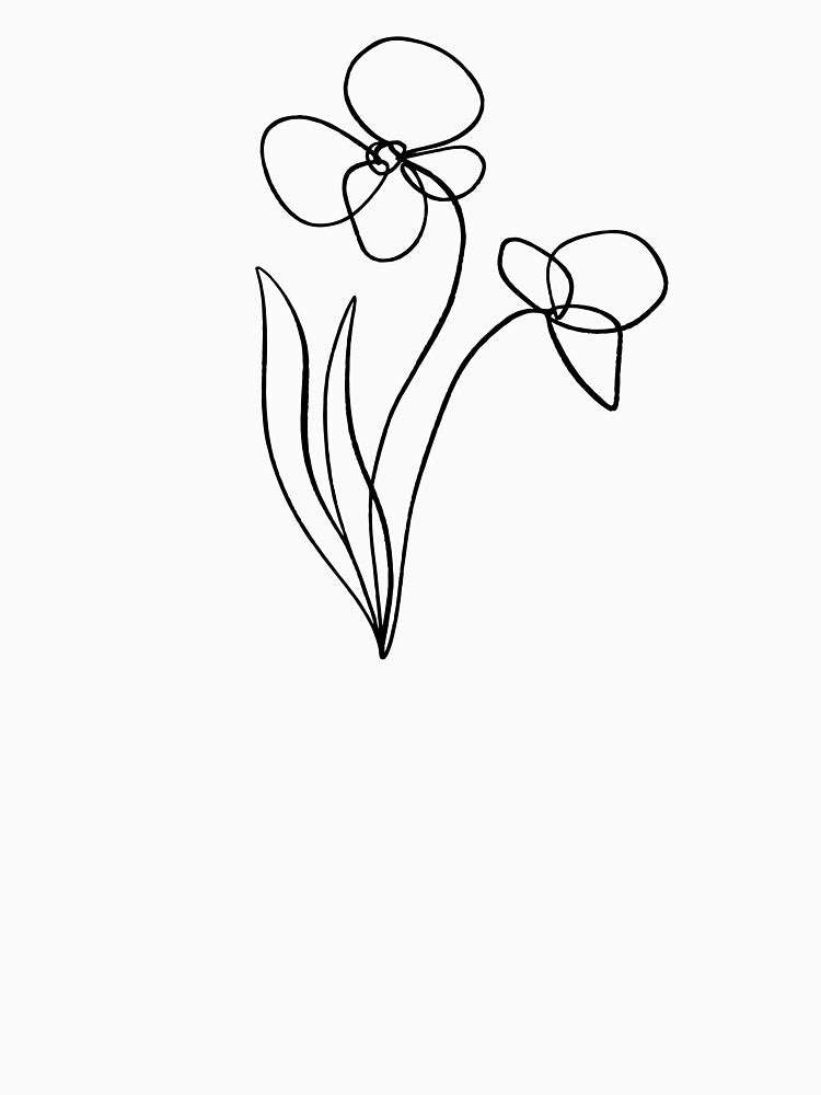 Copy of Minimal One Line Flower Silhouette Art T-Shirt by Sadie Gray
