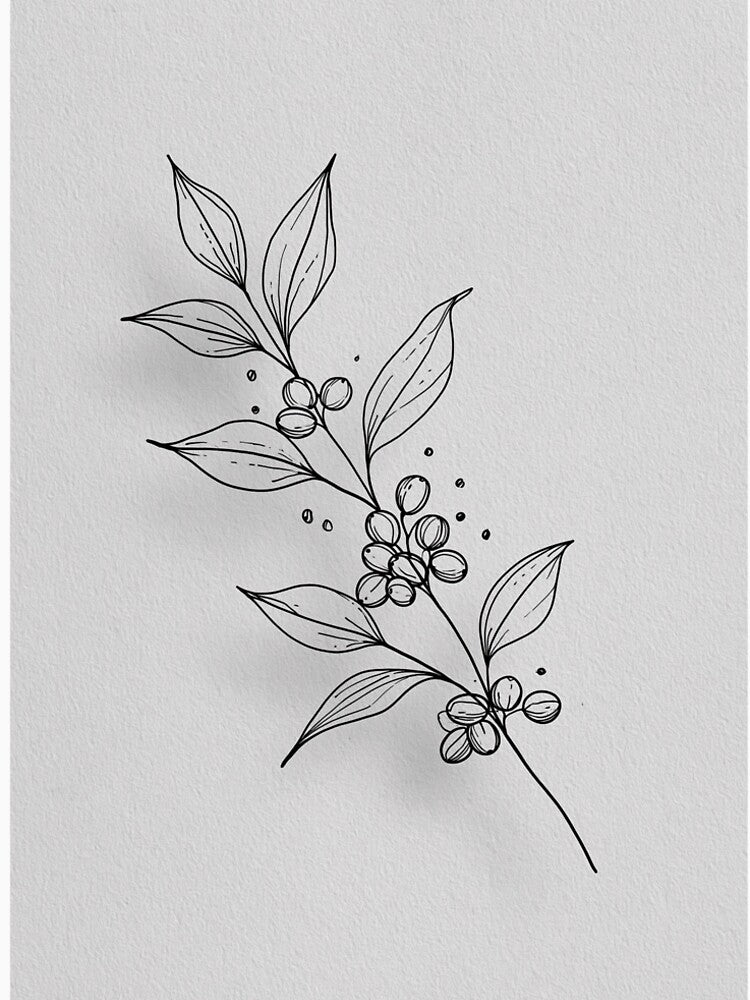 Botanical Branch Line Drawing Illustration by Visual Foundry