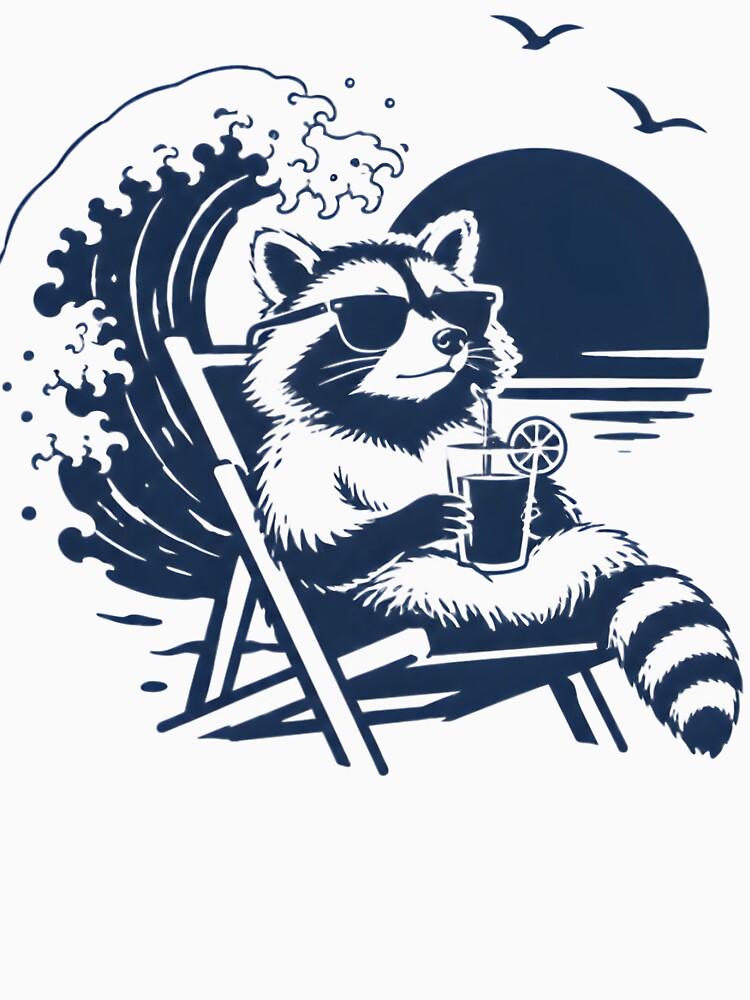 Chill Vacation Raccoon On Beach Funny Unbothered Trash Panda by AnnDesignStudio