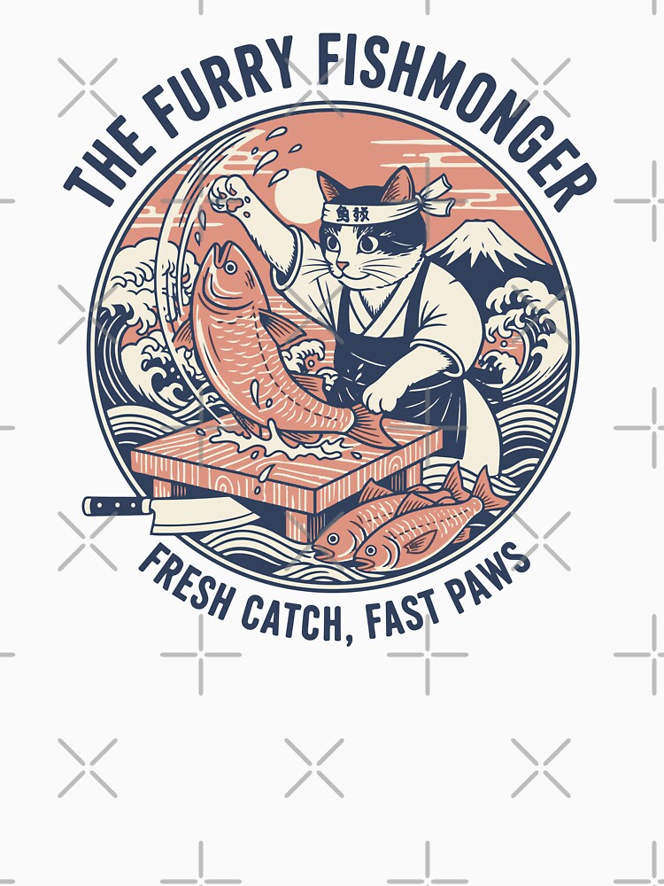 Funny Japanese Cat Chef Sushi Fishmonger by FlashCraft Design