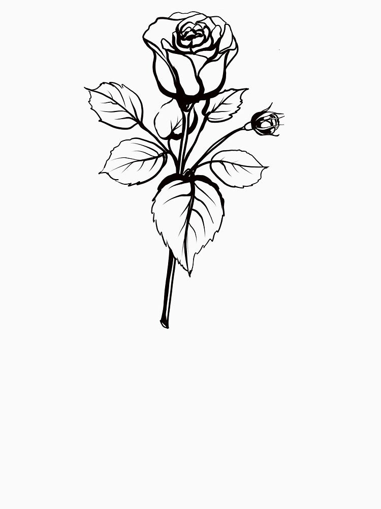 Minimalist Rose line art, botanical flower illustration by Fauraarts