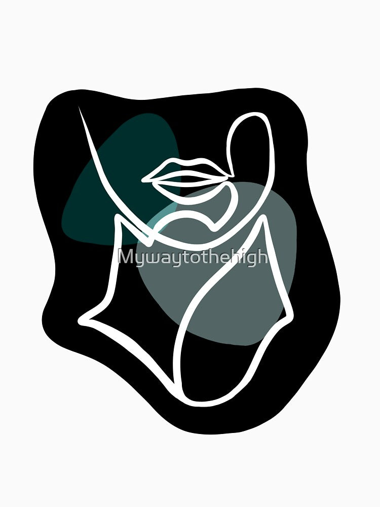 Copy of One line face art dark green black by Mywaytothehigh