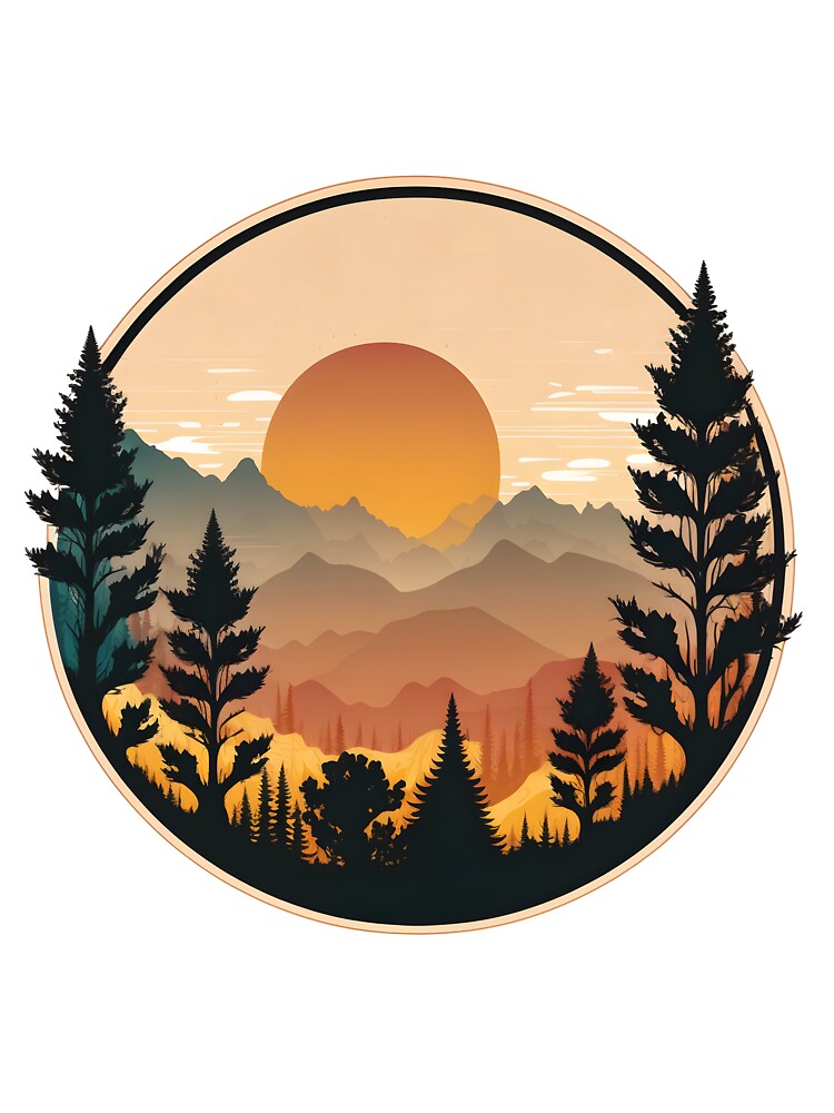 Forest Mountain  Sunset by TheProPrints