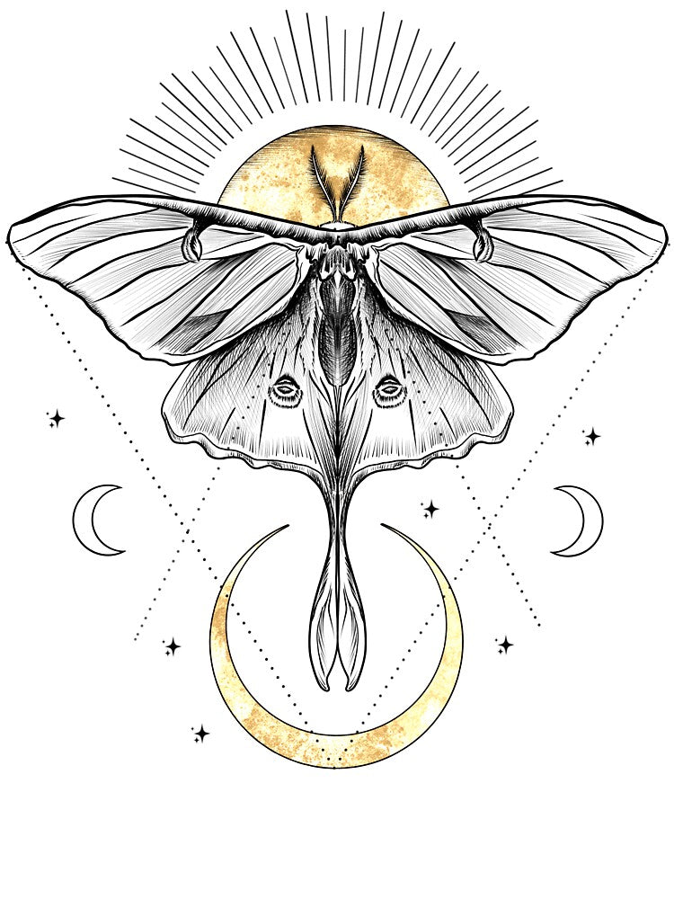 Luna moth moon and sun by MugDesignStore