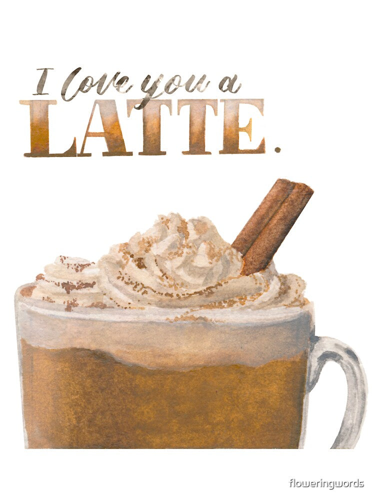 I love you a latte - Pumpkin spice latte watercolour painting by floweringwords